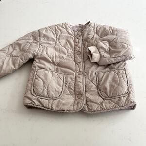 Zara Girls Beige Neutral Quilted Midweight Fall Spring Jacket size 2-3